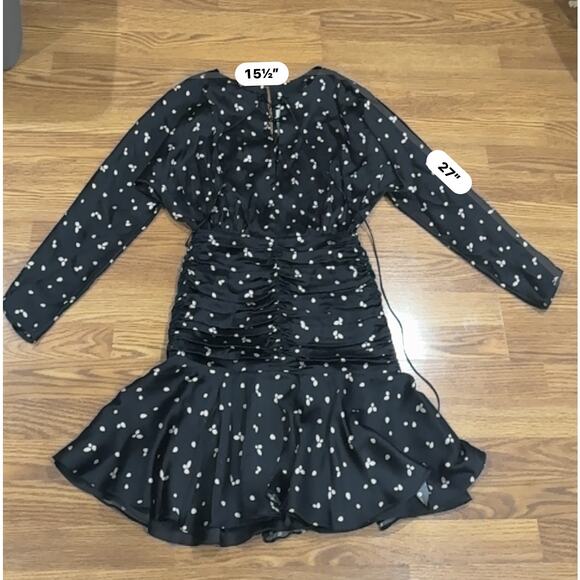 Silvia Tcherassi Rachel Flounce Hem Black Dress XS Pink Ruffle Cocktail Party - Picture 7 of 15